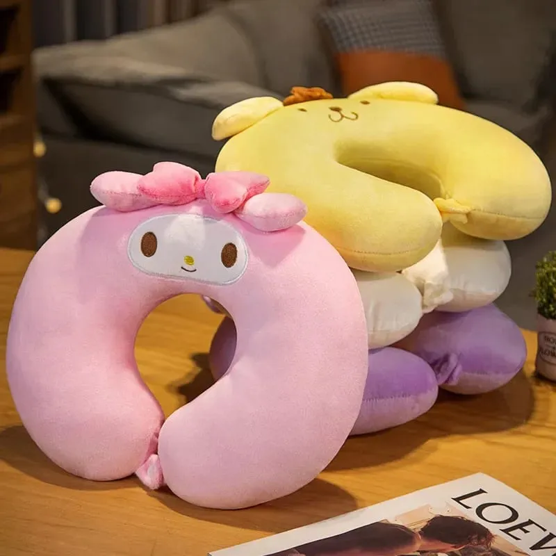 Sanrio Leuke U-vormige Nekkussen Hello Kitty Purin Pochacco Draagbare Dutje Kussen Perfect voor Neksteun Kuromi Knuffel