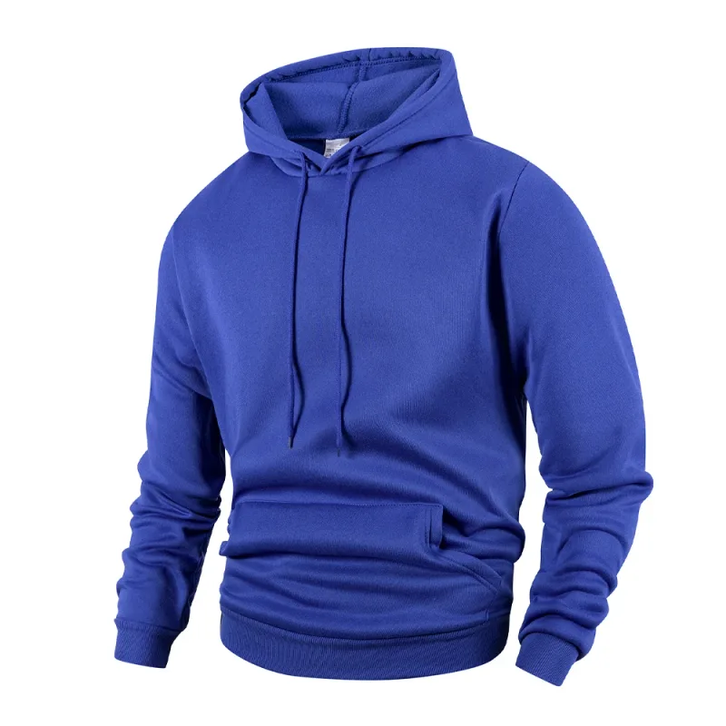 Herre Casual Thicken Hættetrøjer Efterår Vinter Langærmet Pullover Mode Løs Ensfarvet Sweatshirt Forår Varm Udendørs Hættetrøje