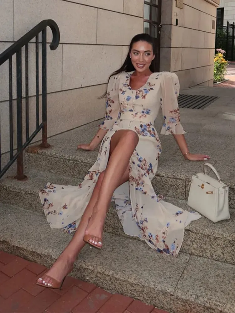 Elegant Floral Printed Mini Dress With Belt Women Square Neck Sleeveless Slim Summer Dresses Lady 2026 New Casual Beach Robes