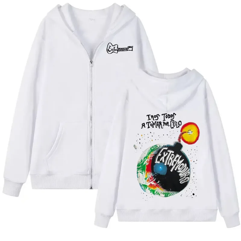 Rock Band Extremoduro Tour 2026 Zip Up Hoodies Men's Fashion Gothic Fleece Sweatshirts Coats Oversized Zipper Hoodie Streetwear