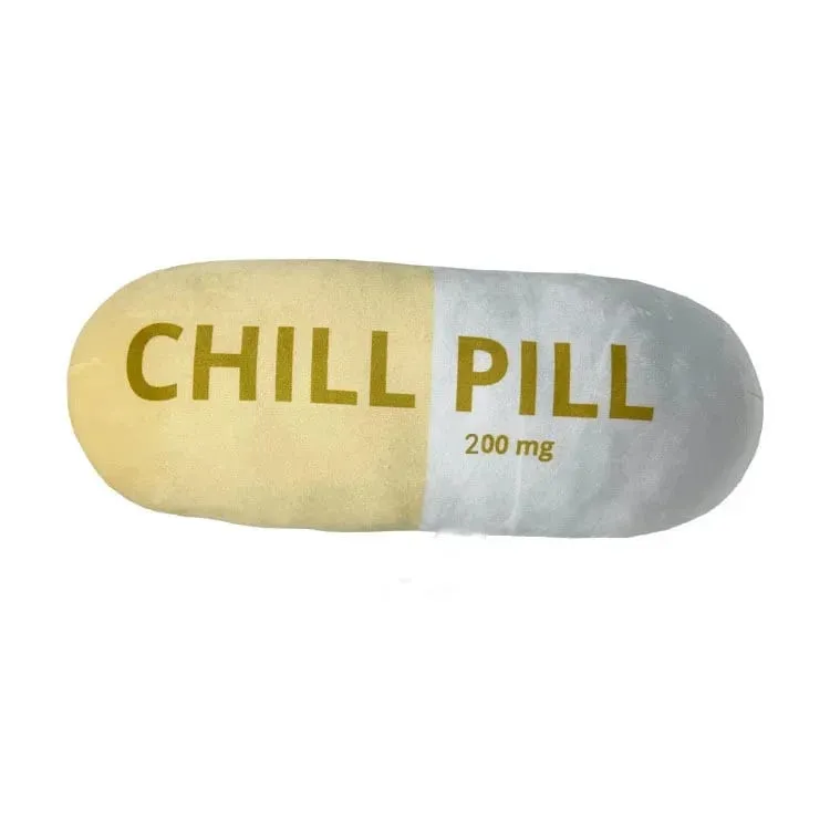 Funny Chill Pill Plush Pillow Cute Cartoon Stuffed Plushie Soft Sofa Cushion Hugging Doll Nap Sleep Pillow Birthday Gift
