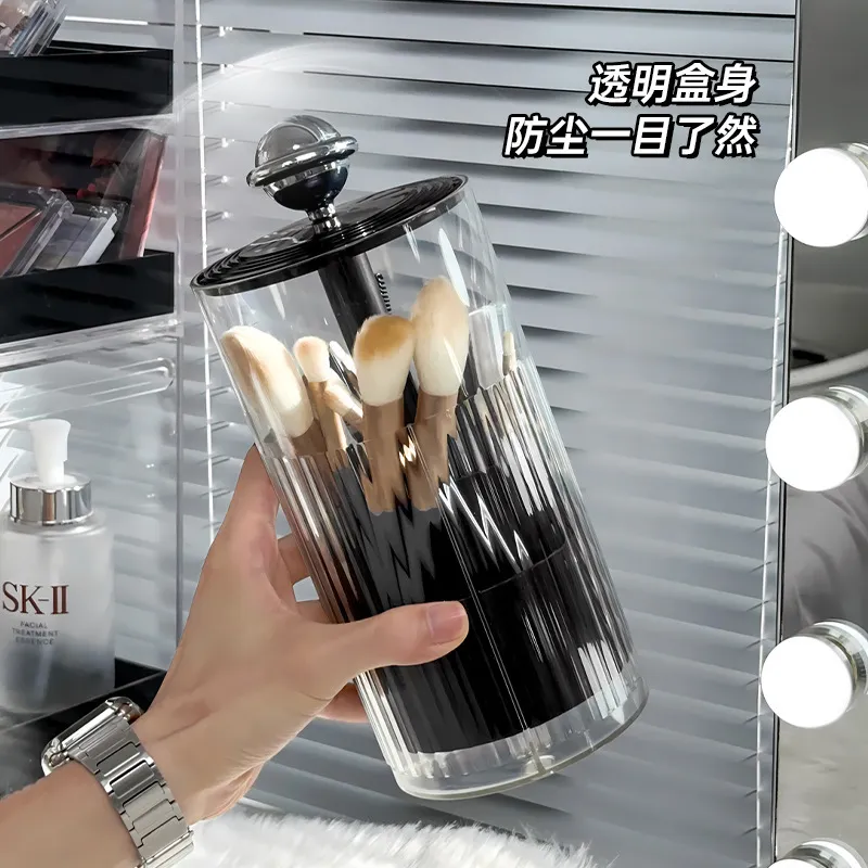 Automatic Lifting Makeup Brush Holder Dust Proof Cosmetic Organizer Luxury Desktop Storage Container Makeup Brushes Pens Holder