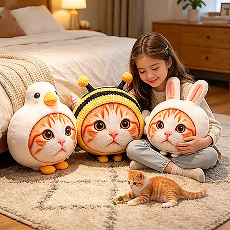 New 40cm Lifelike Animal Cat Plush Pillow 3D Printing Simulation Cat Plush Toy Stuffed Decor Gift Birthday Gifts Room Decoration