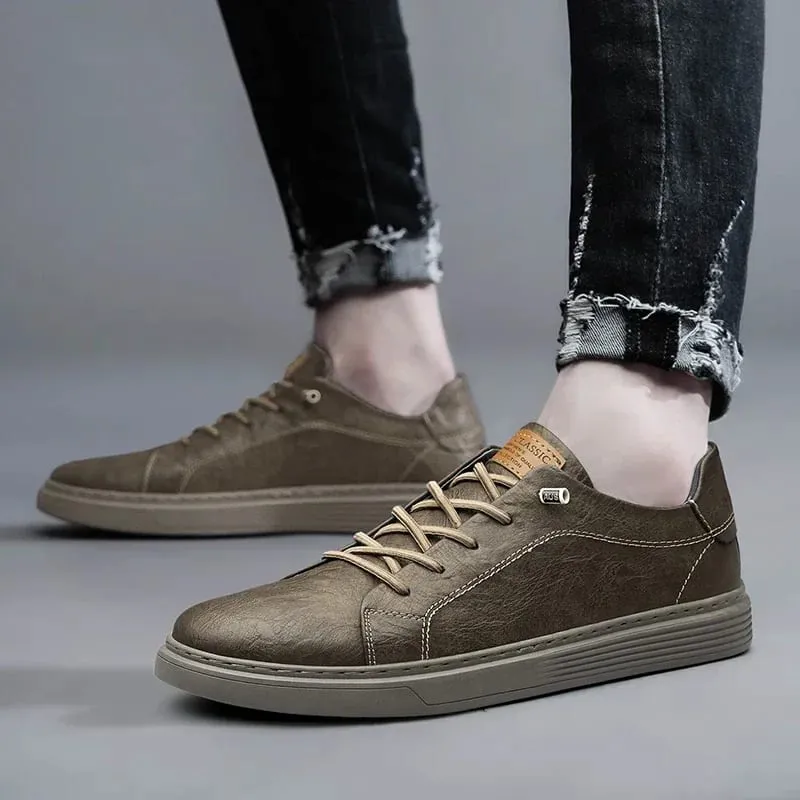 Brand Italian Genuine Leather Casual Shoes Men's Oxford Outdoor Black Jogging Shoes Men's Office Dress Shoes Big Size：36-47