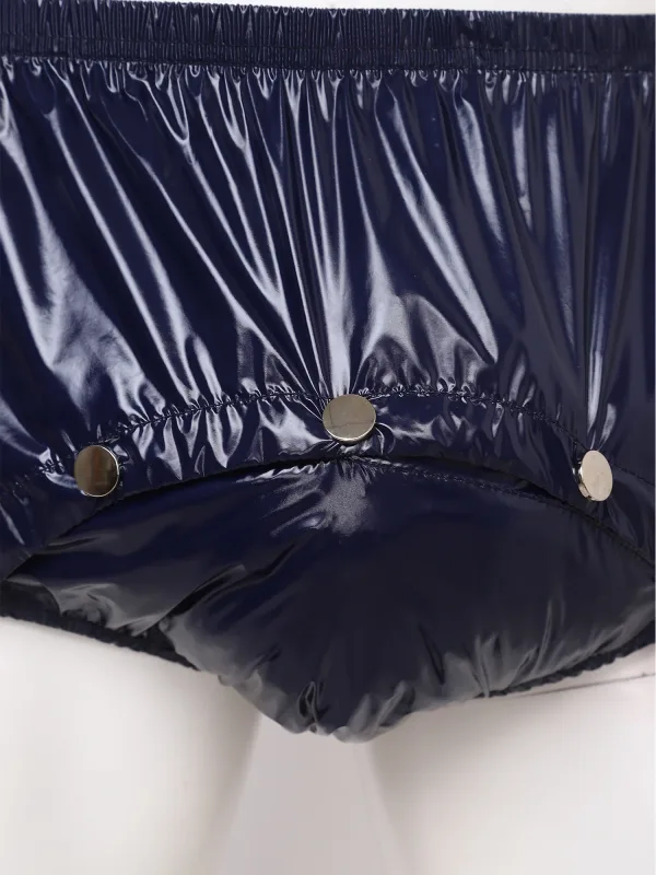 Mens Waterproof Diaper Cover Briefs with Front Pressing Buttons Anti-leak Adaptive Underwear Shorts for Elderly Special Needs