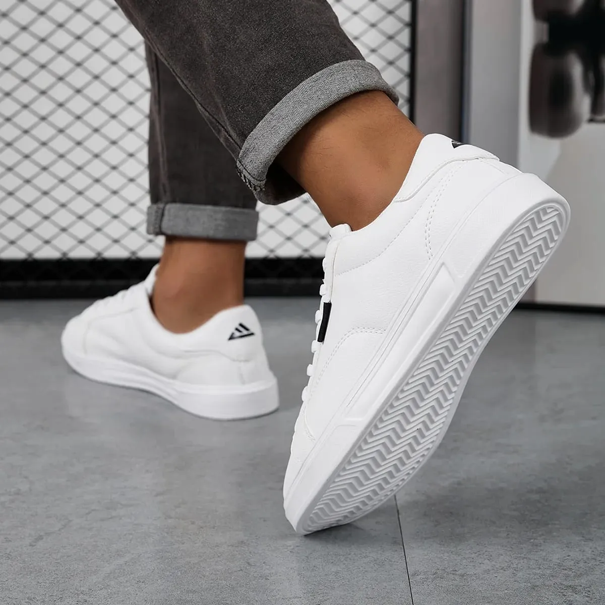 Män Skor Bekväma Fritidsskor För kvinnor Vitt läder Sneakers Lättvikt Promenad Platt Utomhus Sport Löpning Tennis Zapatillas — image 2