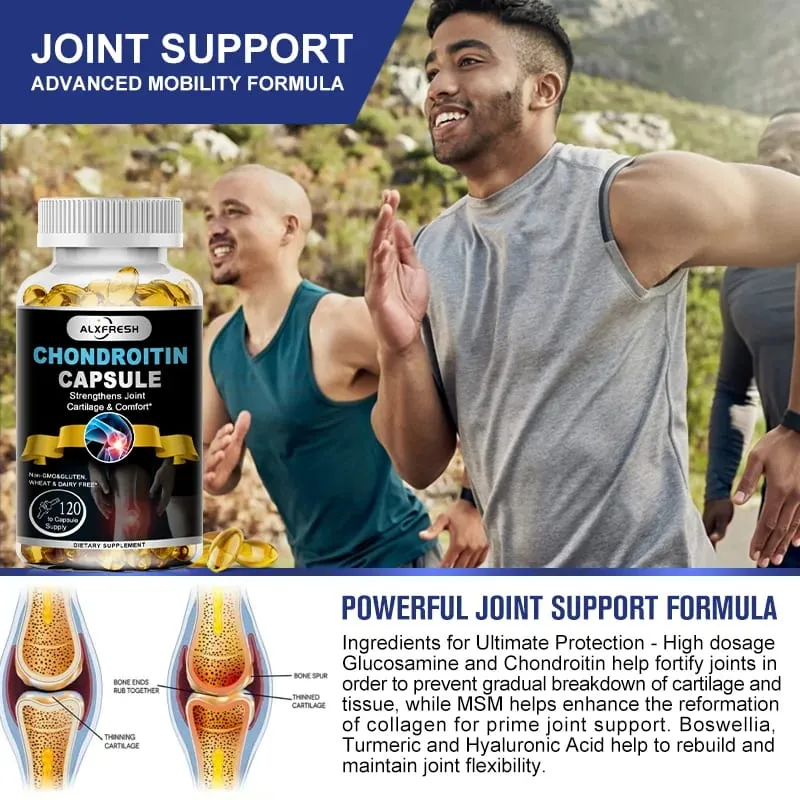 Alxfresh Glucosamine Chondroitin dengan MSM Kunyit Vitamin D untuk Suplemen Pendukung Sistem Kekebalan Kalsium Penyerapan Tulang