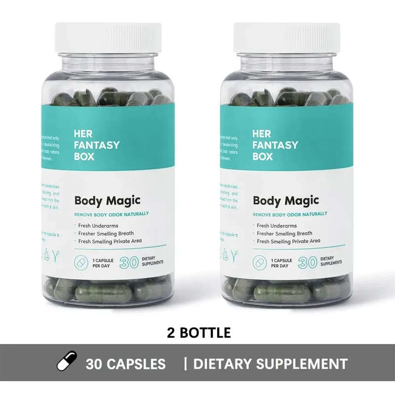 Body Magic Chlorophyll Pills - Vegan Capsules Natural Energy Booster For Body Odor Detox & Digestion Support Gut & Skin Health