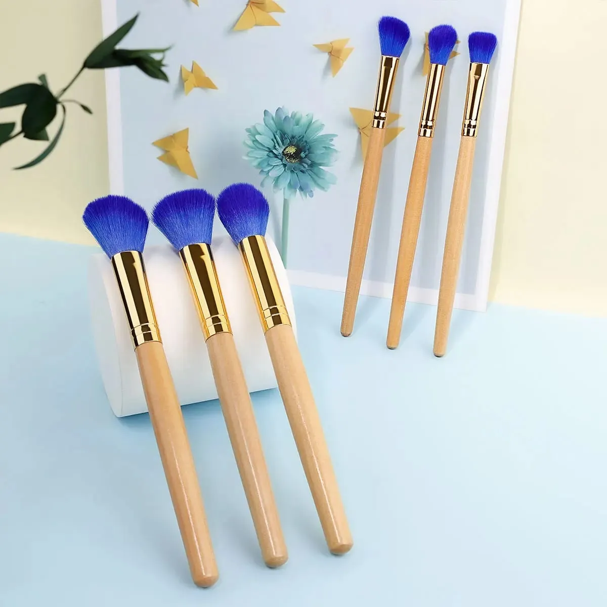 6pcs Makeup Brushes Set for Women Cosmetic Concealer Eyelashes Blush Loose Powder Eyeshadow Soft Fluffy Blending Beauty Tools