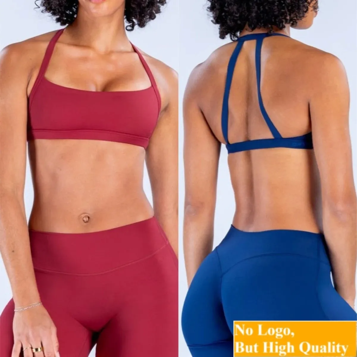NO LOGO Double Shoulder Strap Sports Bra Fast-Drying Outdoor Running Fitness Top Backless Yoga Bra Women's