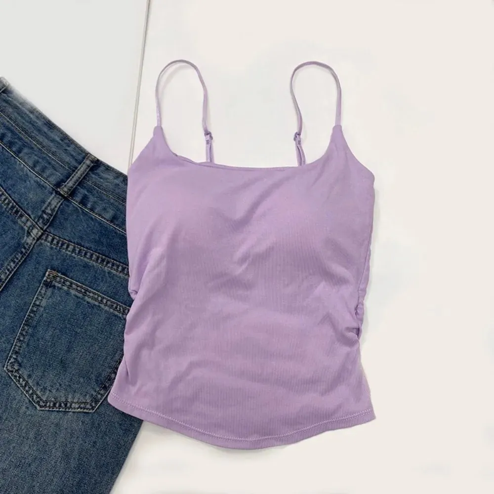 Simple Sleeveless Suspender Vest Slim With Padded Cups Camisole Underwear Short Vest Sports Activities