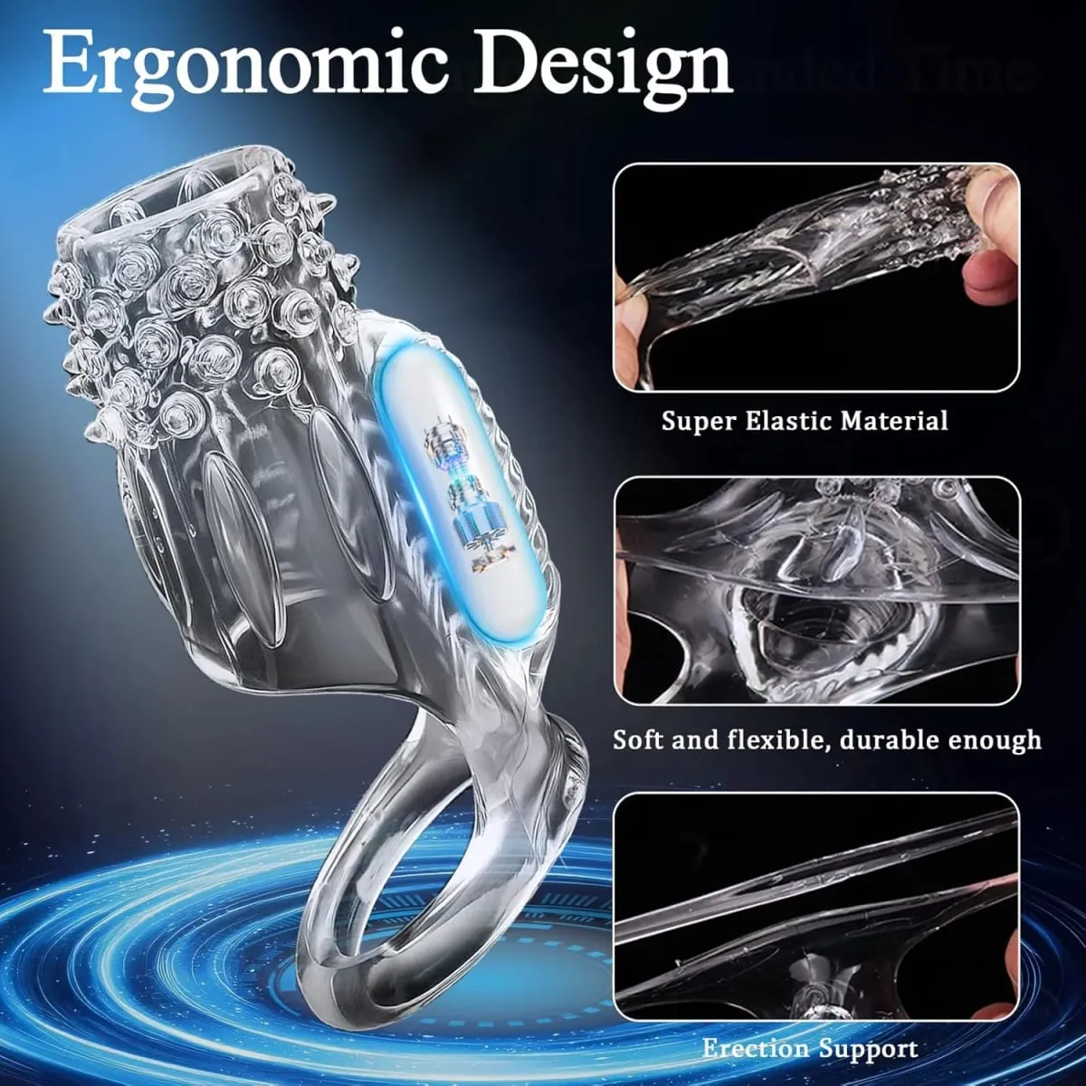Vibrating Cock Ring for Men Silicone Penis Vibrator Intense Mens Vibrator Longer Harder Stronger Erection Sex Toys for Men Adult