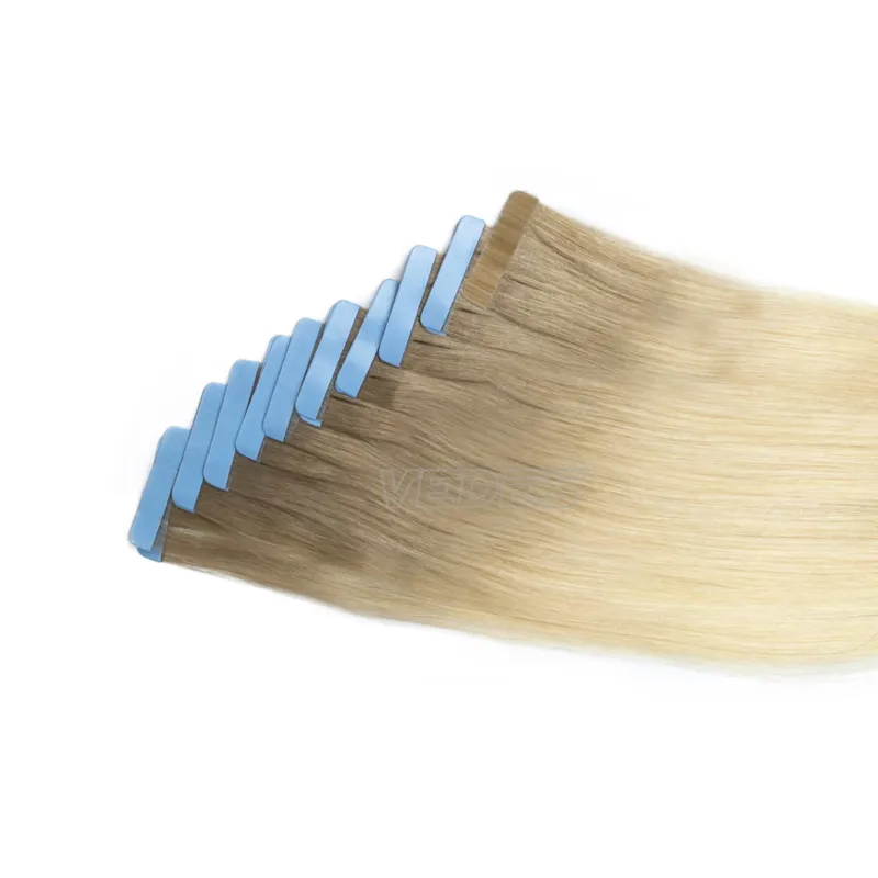 Taśma Ombre w doczepianiu włosów Taśma do włosów ludzkich w doczepach Balayage Off Czarny do srebrnego Mieszanka czarnego kleju w doczepach z ludzkich włosów