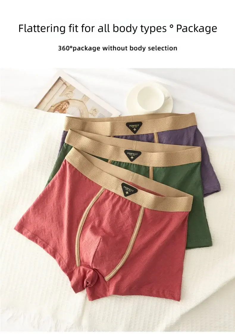 3PC 100% Cotton Men's Underwear Autumn Winter New 10A Antibacterial BoxerShorts Loose Comfortable Men's Quadrangle Underpants