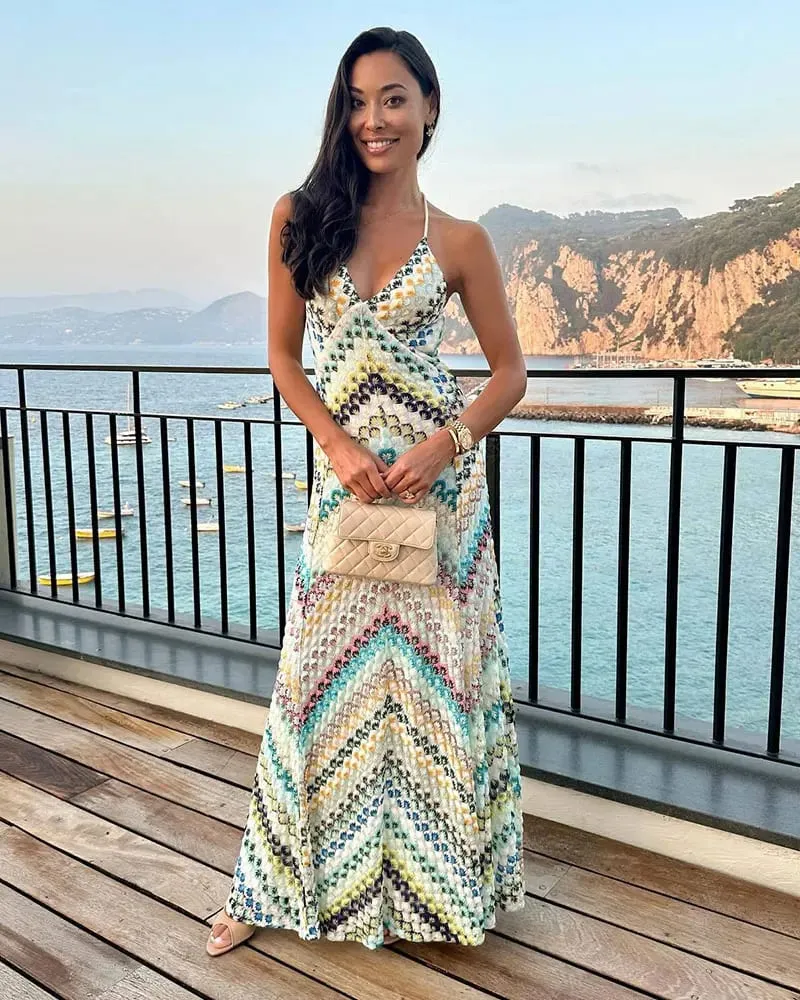 Seksi Baskı V Yaka Halter Maxi Elbise Kadın Yeni Yaz Moda Kolsuz Backless İnce Kulübü Parti Uzun Elbise