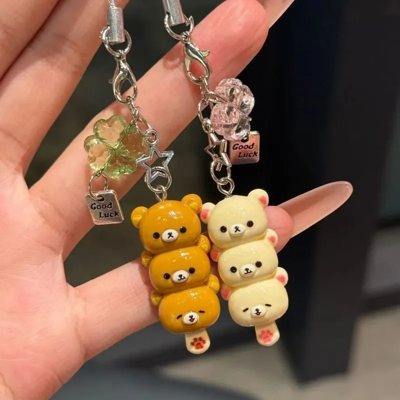 Japanese Style Kawaii Cartoon Bear Photo Card Holder Keyring Cute Bear K-Pop Idol Keychain For 2 Inch Photo School License Case