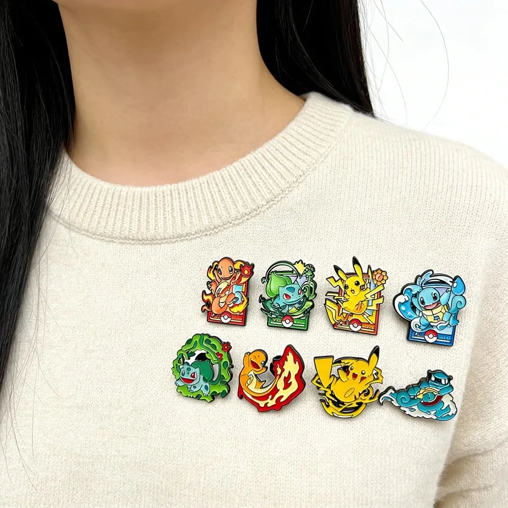 8pcs Set Anime Enamel Pin Badges - Pikachu Charmander Cute Cartoon Animals Fashion Brooches Jewelry for Backpack Accessory Gift