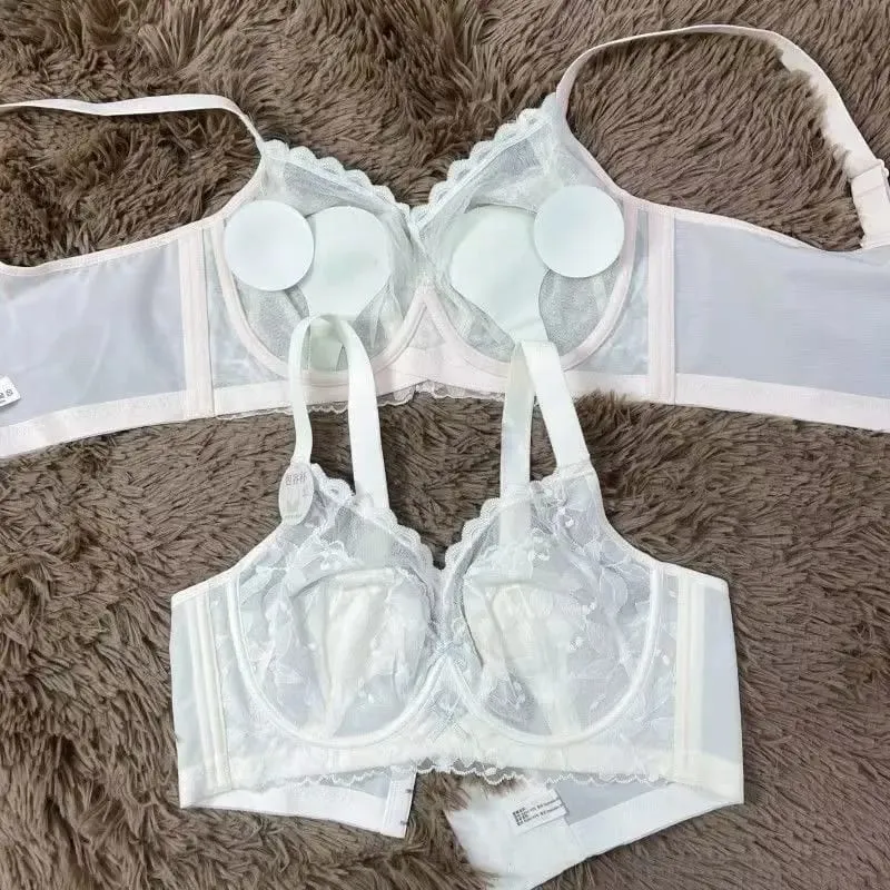 Women's Sexy Lace Support Bra Full Cup Lift Bralette Lingerie Anti-Sagging Ultra Thin Mesh - Slimming Underwear for Big Bust
