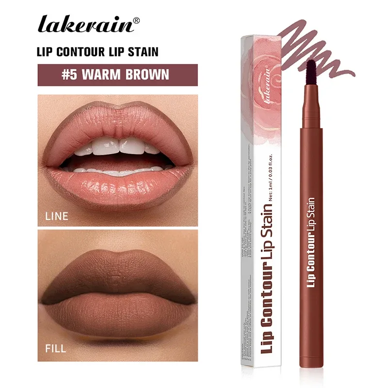 Pensil Lip Liner Merah Muda Rias Wanita Tahan Air Kontur Bibir Pena Lipstik Noda Bibir Pigmen Tinggi Matte Coklat Lipliner Nude Lembut