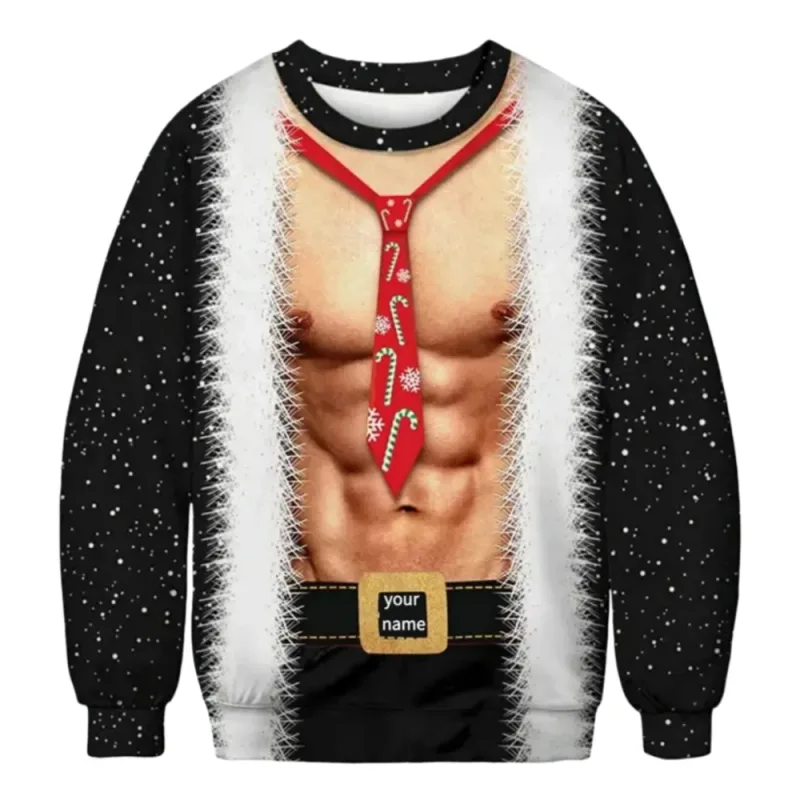 Funny Christmas Sweater Men Women Pullover Xmas Sweatshirt Ugly Graphic Y2k Sweatshirts for Holiday Party Loose Men's Clothing