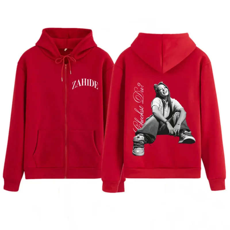 Singer Zahide Tour 2026 Merch Graphic Zipper Hoodies Men Women Fashion Winter Hip-hop Loose Casual Vintage Zip Up Sweatshirts