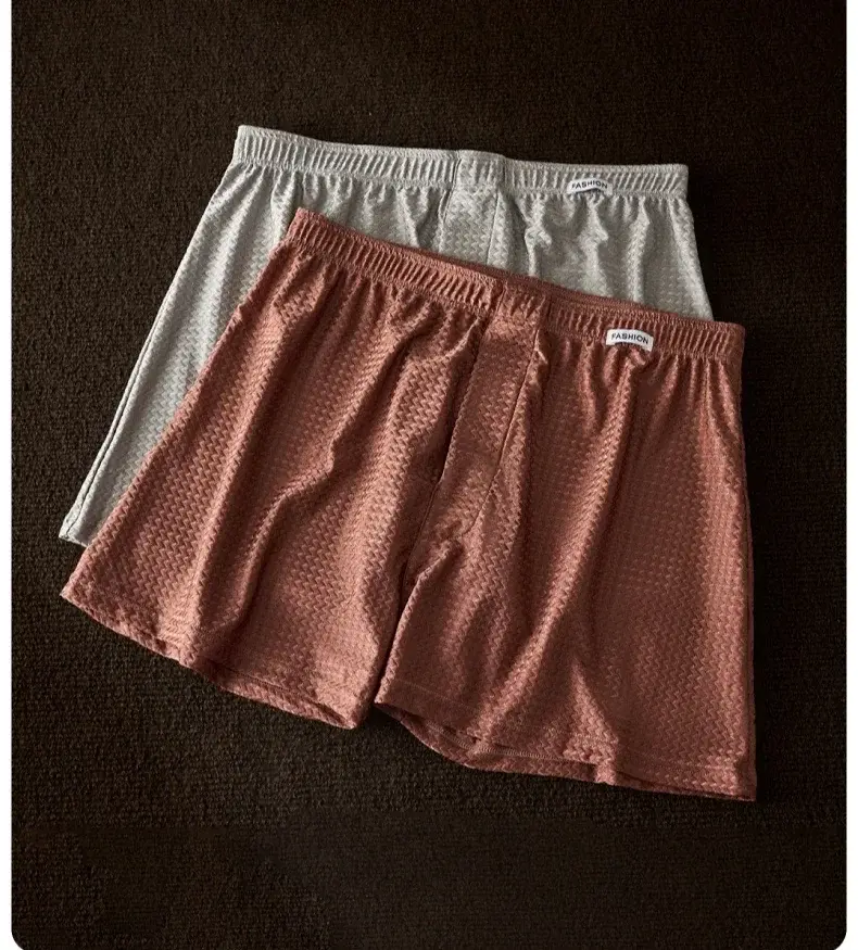 2er-Pack Herren-Boxershorts aus Eisseide, mittelhoher Bund, lockere Passform, Sommer, cool, trendig, glänzend, Unterwäsche, Nachtwäsche, Herrenhöschen