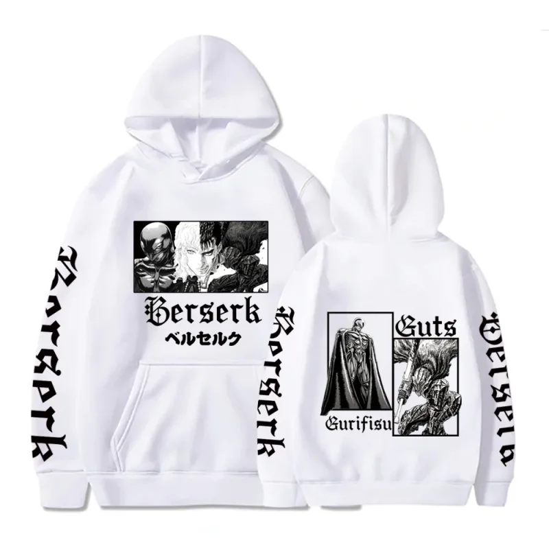 Berserk Zipper Hoodies Lalaki Babae Long Sleeve Sweatshirt Fleece Oversized Jackets Coats Nakakatuwang Berserk Japanese Anime Streetwear