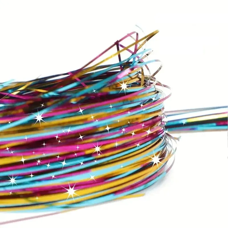 Sparkle Hair Tinsel Synthetic Rainbow Colored Strands Girls Headwear Hairbinge Hair Laser False Hair Extensions Decor Glitter