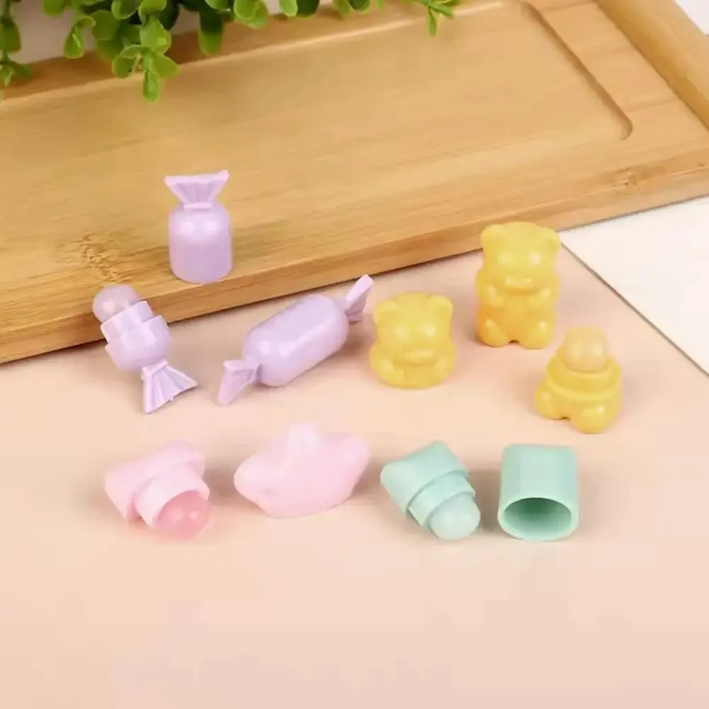 1/4PCS Portable Cartoon Mini Silicone Lip Brush Cute Bear Angled Concealer Brushes Lip Balm Lip Gloss Concealer Make Up Brushes