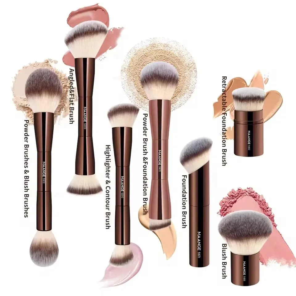 Professional Makeup Brush Double Head Foundation Powder Concealer Makeup Brush Soft Fiber Hair Cosmetic Beauty Tools