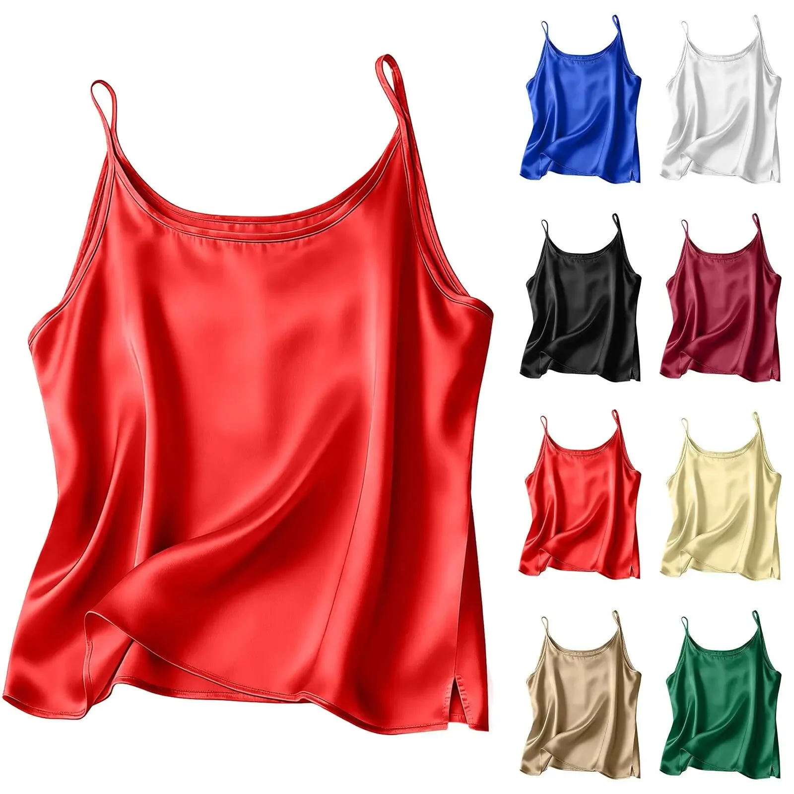 Hot-selling new arrivals from Europe and America: Mini-length women's sexy satin versatile top with spaghetti straps