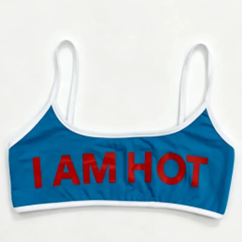 Women's Sexy Crop Top White Tank Top Contrast Red Trim Graphic Letter Cami Slim Fit Y2K Fashion Summer Casual Wear