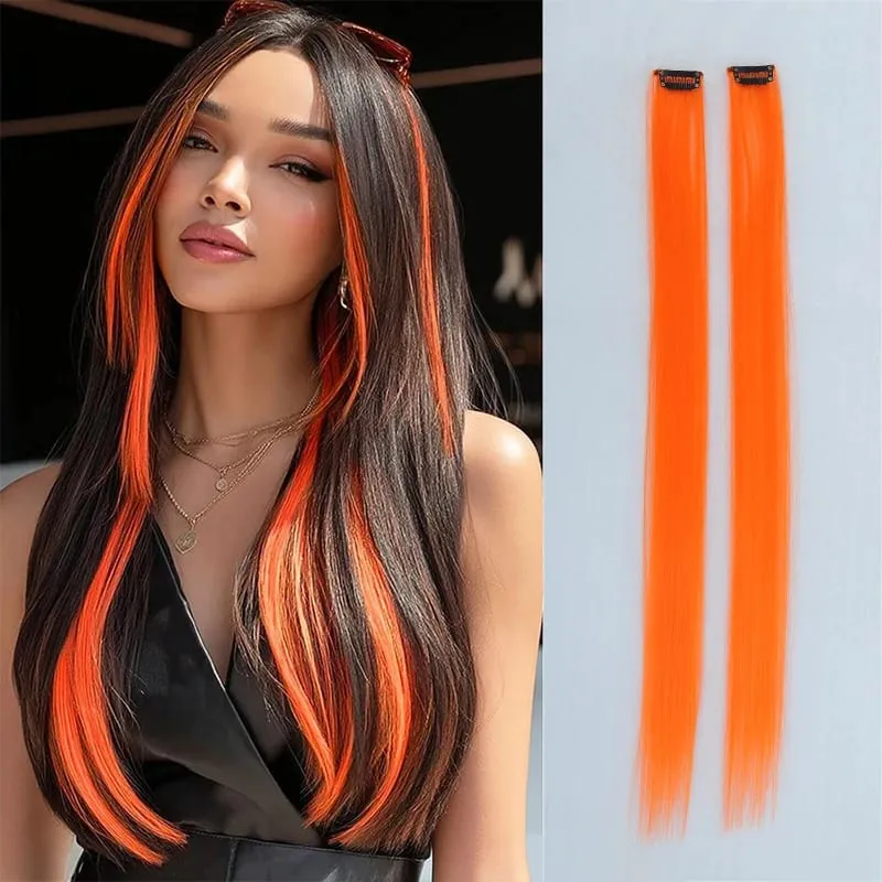 Pick dye wig piece female color hanging ear dye one-piece simulated long straight hair extension piece