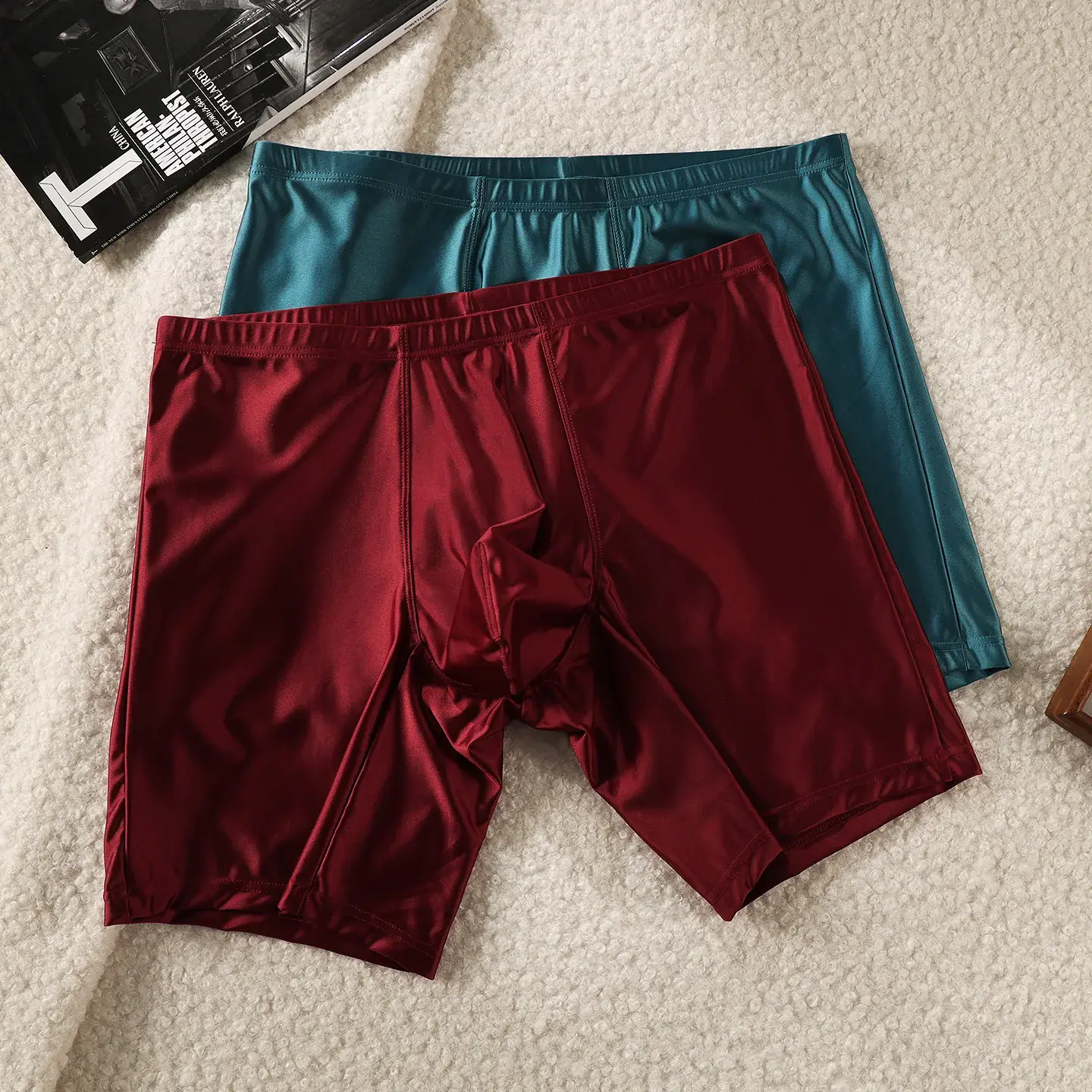 Sous-vêtements pour hommes Boxers homme solide mince glace soie jambe étendue Boxer Shorts Ropa taille moyenne culotte de sport hommes caleçons M-XXL