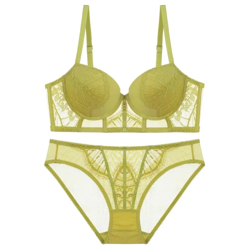Sexy Lace Embroidery Women Underwear Set Push Up Bra Set Large Size Soft Steel Rim Anti-Sagging Lingerie Suits 70-85 B C D