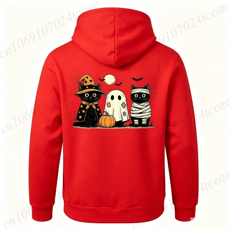 Black Cat Pumpkin Hoodies Ghots Gothic Fall Cat Sweatshirts Sweatshirts Halloween Spooky Season Tracksuits Halloween Party Gift