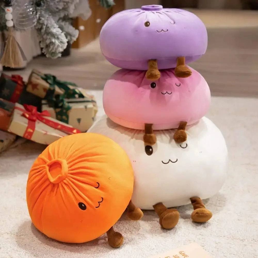 Super Soft Plush Material Steamed Bun Plush Pillow Fluffy Comfortable PP Cotton Filled Food Shaped Hug Pillow Stress Relief