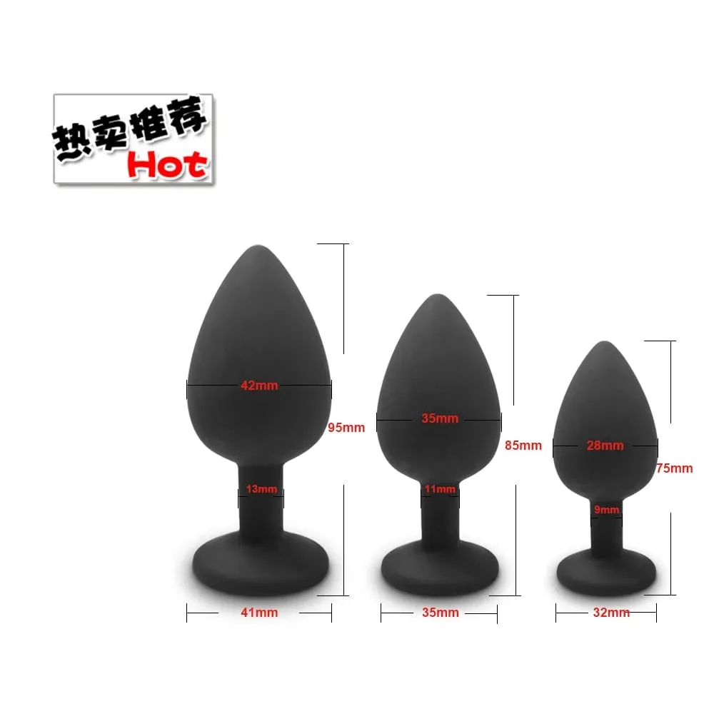 3 Different Size Silicone Butt Plug Anal Plug Dildo Vibrator Clitoris Massager Adult Anal Sex Toys For Men/Women Trainer