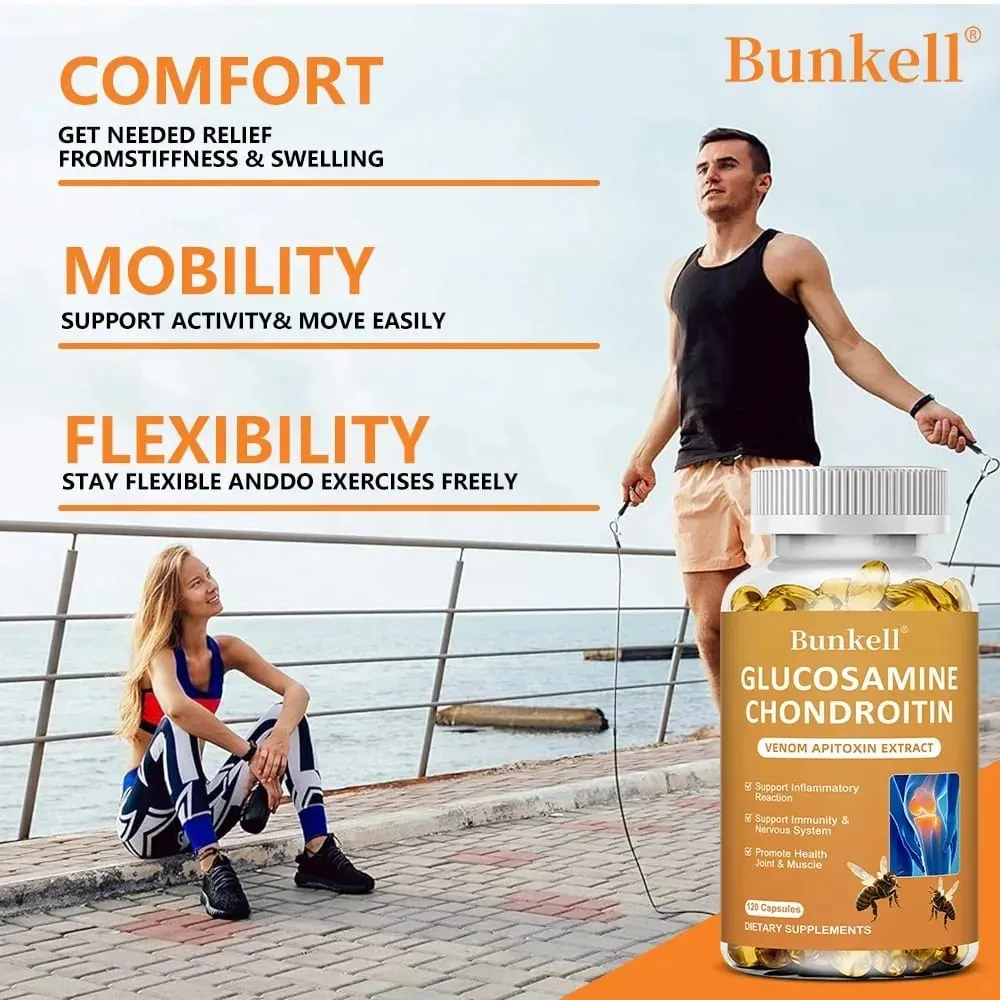 Glucosamine Chondroitin MSM 120 Capsules for Joint and Knee Health Immune System Non-GMO Gluten-Free