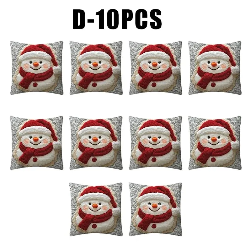 Christmas Character Cushion Cover Snowman Reindeer Digital Print on Stretch Fabric for Festive Home Decor