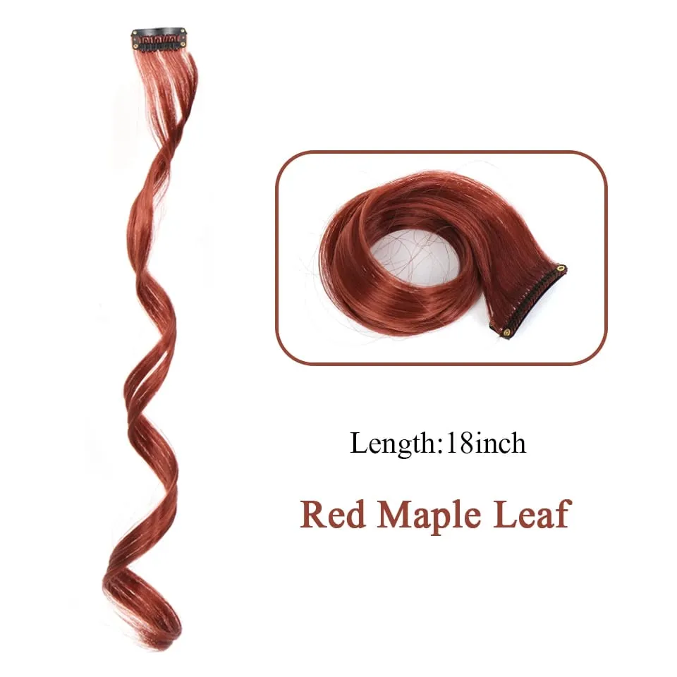 Tổng Hợp Kẹp Trong Một Miếng Nhiều Màu Sắc Làm Tóc Xoăn Tóc Tổng Hợp Miếng 18 "Dài Ombre Tóc Hồng Tím Đỏ xanh Dương