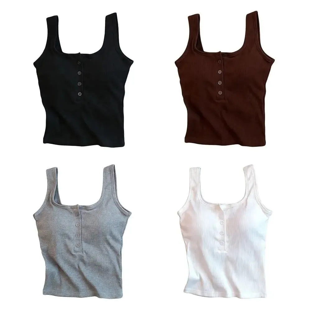 Casual U Neck Summer Tank Tops Slim Underwear Cami Top Shirt Sleeveless Camisoles Fitted Tops for Women