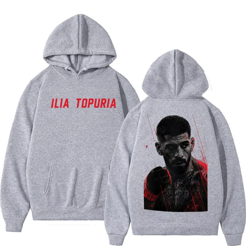 Ilia Topuria El Matador Vintage Graphic Hoodies Men's Clothing Violence Aesthetic Sweatshirts Casual Fleece Pullovers Streetwear