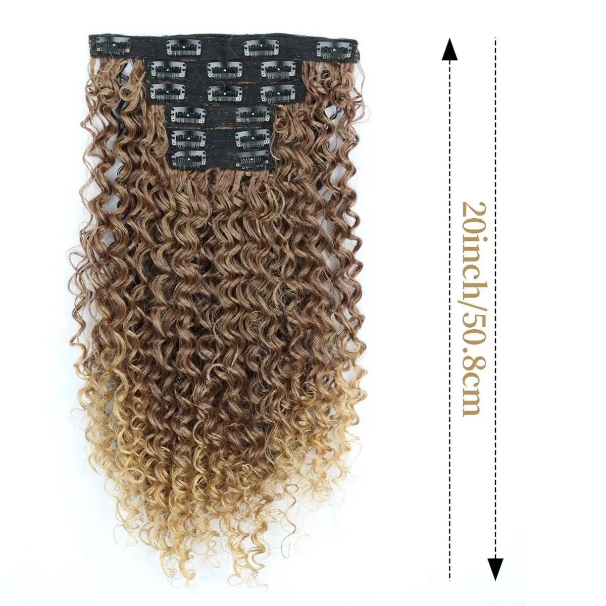 16 Clip In Hair Extensions Synthetic Kinky Curly Full Head Fake Pieces Brown Black Hair Extensions Suitable For Black Women