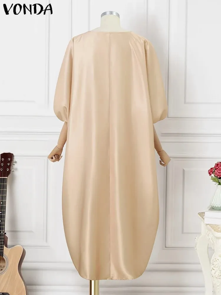 Grande taille 5XL femmes bohème Satin soie Maxi Robe longue 2025 été Robe d'été élégant col en V robes décontracté Robe ample Femme
