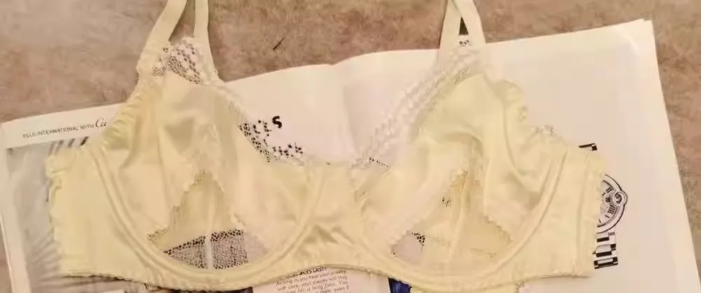 Satin Dessous-Set Französischer Spitzen-BH mit Vorder-Verschluss - Ultra dünn Minimizer & Push Up für jede Größe BANERDANNI AB