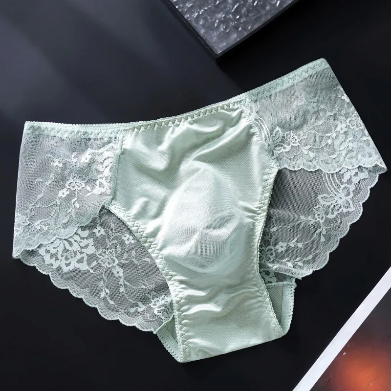 Men Sexy Lace Briefs Low Waist Floral Sheer Mesh Underwear 3D U Convex Pouch Underpants Breathable Male Lingerie