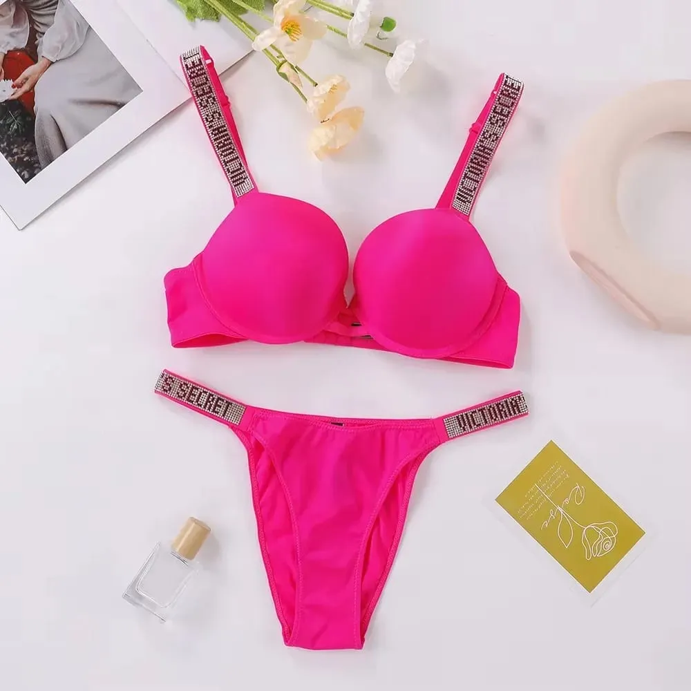 Victoria's Secret Sexy Lingerie Bra and Panty Set Push Up Classic Women's Lingerie Set Sexy Breathable Soft Versatile Shapewear