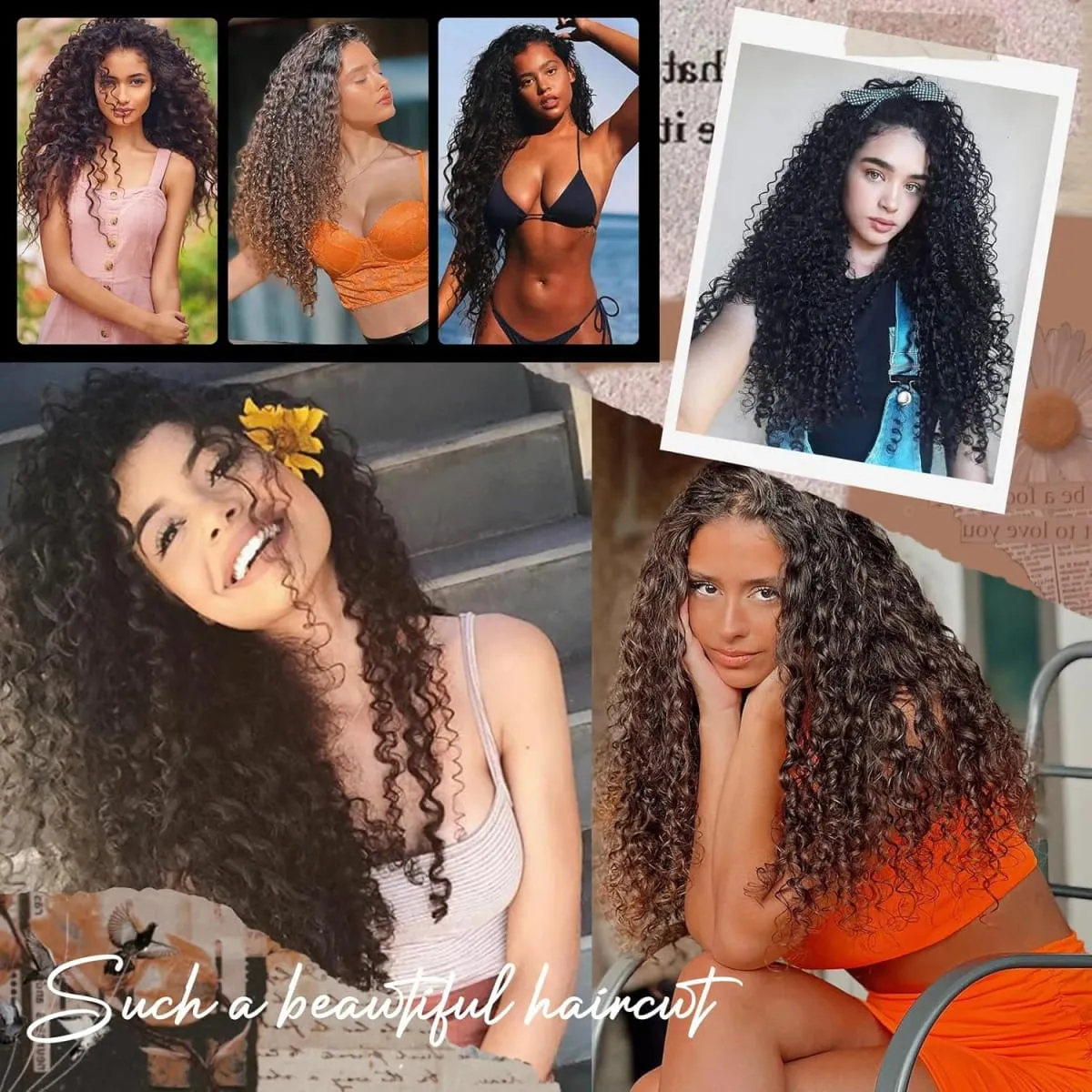 9PCS Clip in Hair Extensions 20 Inch Curly Double Weft Clip Hair Extension Kinky Curly Long Soft Synthetic Hairpieces for Women