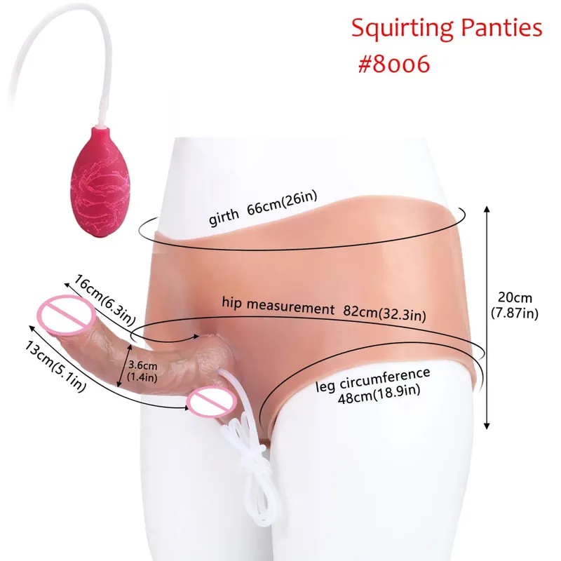 Black Nude Strapon Big Realistic Ejaculation Dildo Silicone Squirting Panties With Simulated Solid Penis Sex Toy For Women